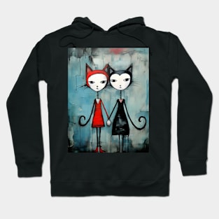 Whimsical Valentines Day Cats Hoodie